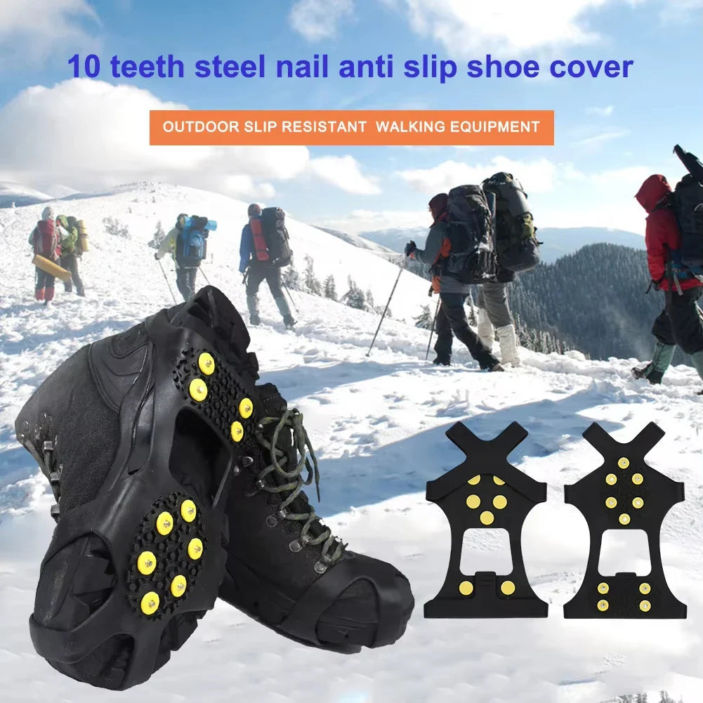 Outdoor snow claw shoe covers for men and women 10 teeth rock climbing crampons non-slip climbing cleats Hiking accessories LadyShow.Store