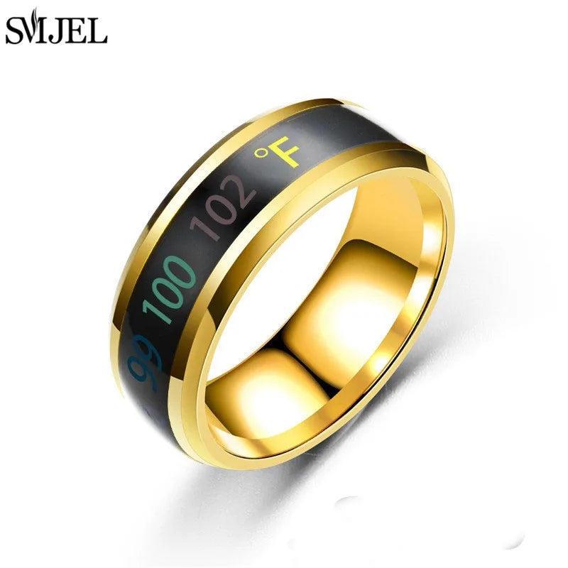 Smart Sensor Body Temperature Ring Man Women Multifunctional Stainless Steel Display Real-time Temperature Test Finger Rings Pi-Mart