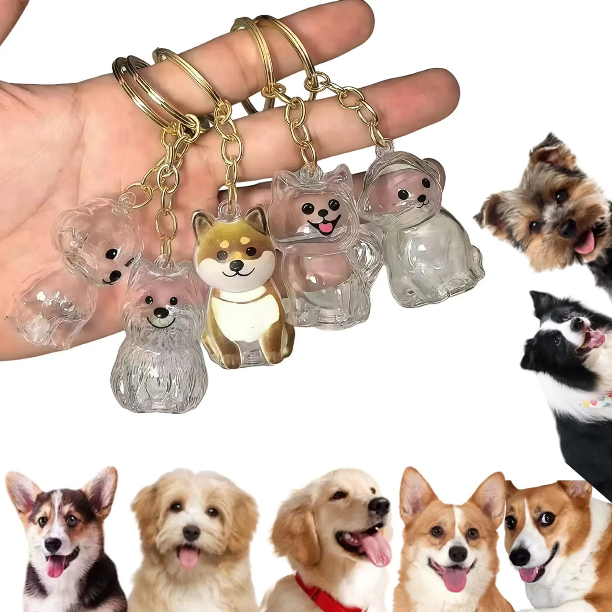 Transparent Dog Hair Storage Pendant Dog Hair Collector Keychain Pet Hair Memorial Bottle for Pet Lovers DIY Memorial Keychain Pi-Mart