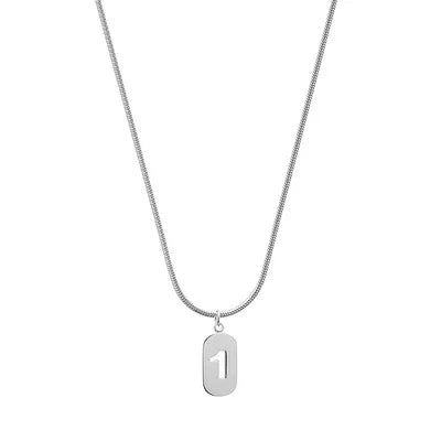 Stainless Steel Angel Number Necklace 0 1 2 3 4 5 6 7 8 9 Rectangle For Women Men Hollow Lucky Number Chain Necklaces Jewelry Pi-Mart