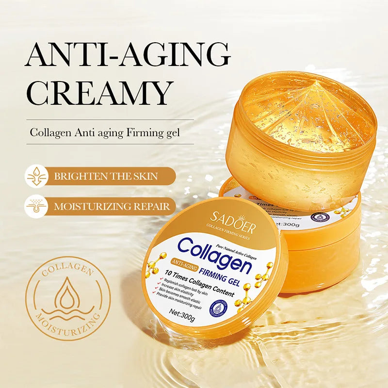 SADOER Collagen Facial Cream Face Moisturizing Gel Repair Brightening Firming Facial Creams Beauty Skin Care Products for Face Tri Light Beauty