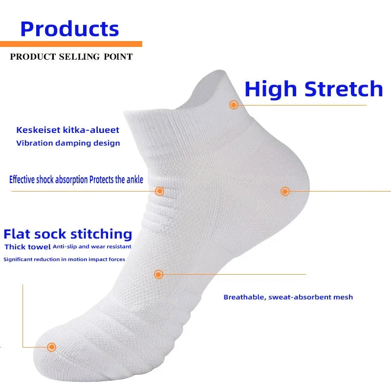 1/3 Pairs Anti-slip Football Socks Men Cotton Sock Short Long Tube Soccer Basketball Sport Socks Breathable Deodorous Sock 39-45 Pi-Mart