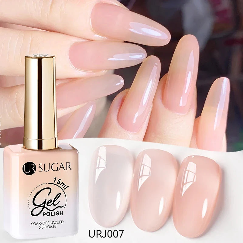 UR SUGAR 15ml Jelly Milky White Translucent Color Gel Polish Semi Permanent UV Gel Nail Art Soak Off Gel Varnish Latest Fashion Tri Light Beauty