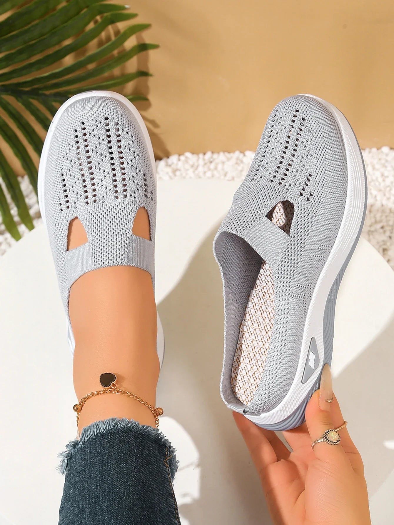 Women Shoes Convenient and Comfortable at Home, One Foot with a Vent and Half Slipper Women's Summer Shoes LadyShow.Store