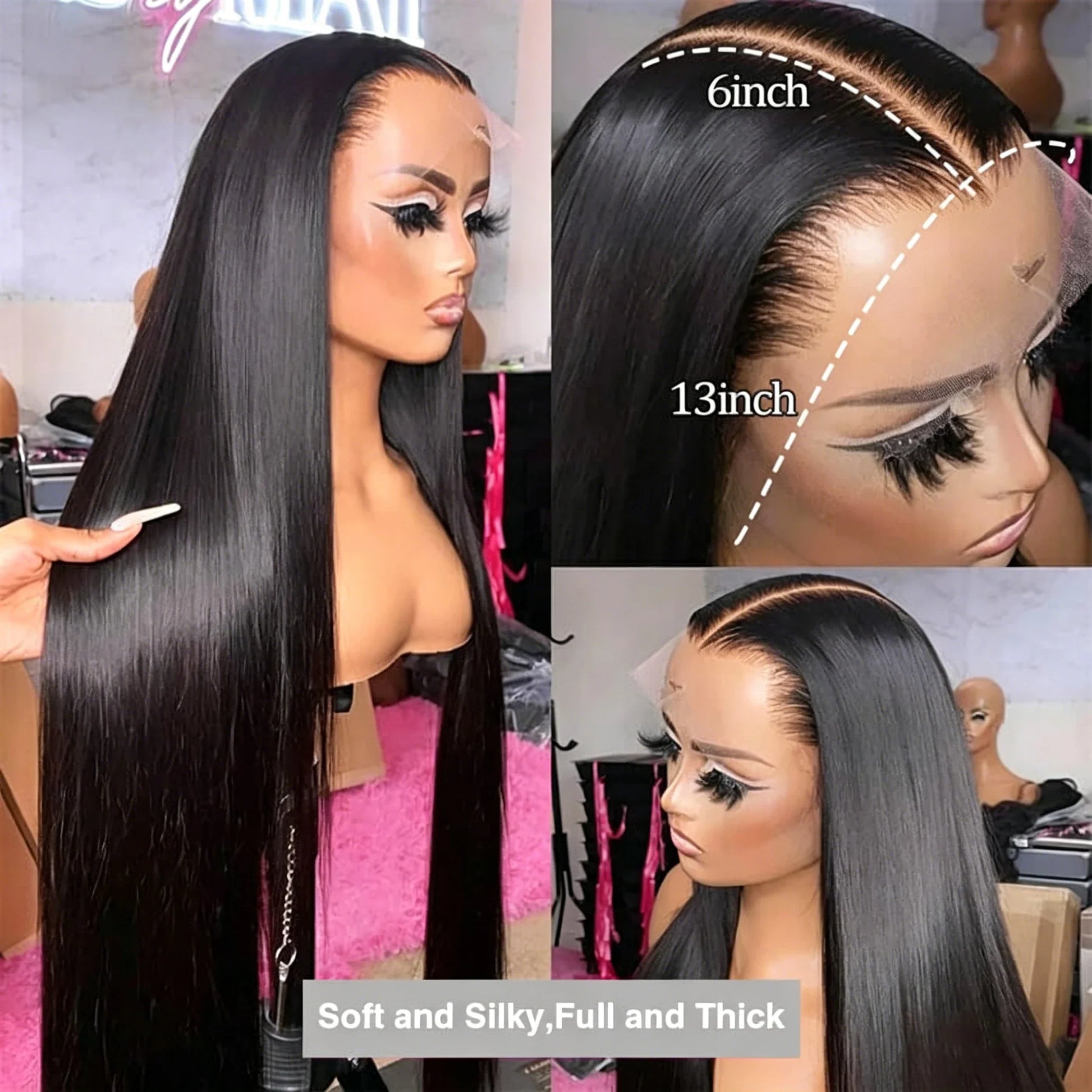 40 42 Inch Straight Human Hair Wigs 13x4 13x6 HD Lace Frontal Wigs For Women Glueless Bone Straight Lace Front Human Hair Wigs LadyShow.Store