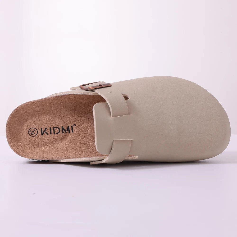 Comwarm Buckle Clogs For Women Men New Genuine Suede Clogs with Arch Support Soft Cork Footbed Mules Fashion Thick Beach Sandals Pi-Mart