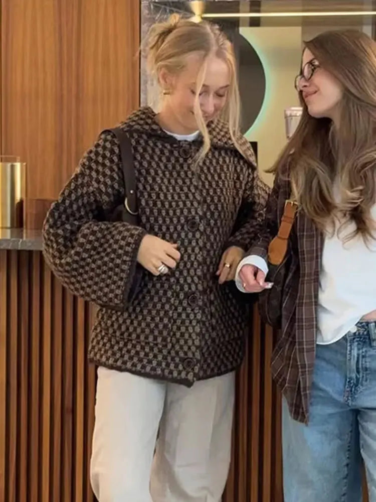 HH 2026 Spring Jacket For Women Loose Casual Knitted Cardigans Lapel Single Breasted Long Sleeve Sweater Coat High Street Tops LadyShow.Store