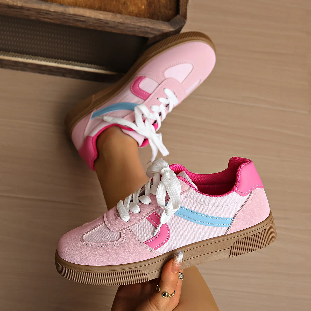 Women's Flat Bottom Sports Shoes Hot Sale Mixed Colors Spring Autumn New Style Sneakers Casual Leisure Student Flats Rubber Sole Pi-Mart
