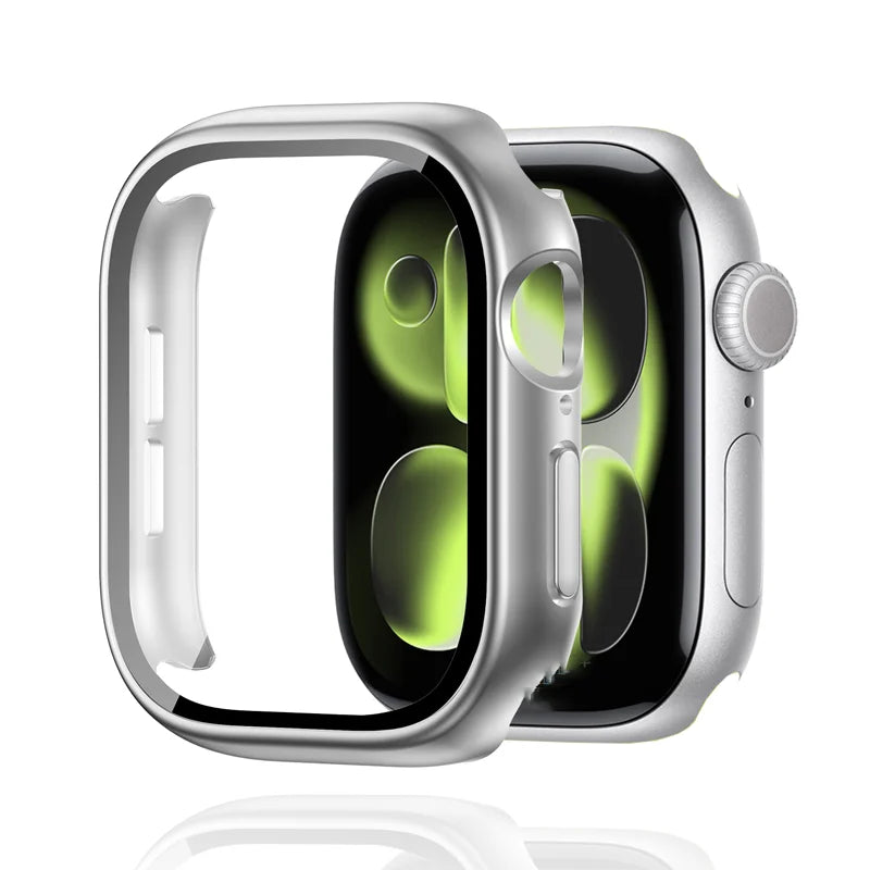 Tempered Glass+Case For Apple Watch 38-40mm 41mm 42mm 44mm 45mm 46mm Screen Protector Protective Cover iWatch 11 10 8 7 9 6 SE 5 LadyShow.Store