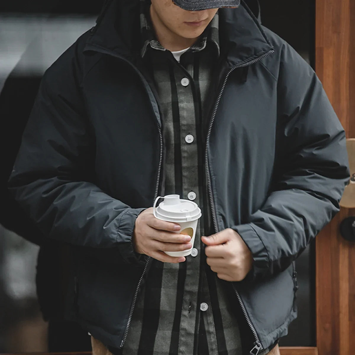 Maden Casual 90% White Duck Down Hooded Jacket Outdoor Windproof Warm Puffer Jacket Thickened Winter Coat for Men's Winter LadyShow.Store