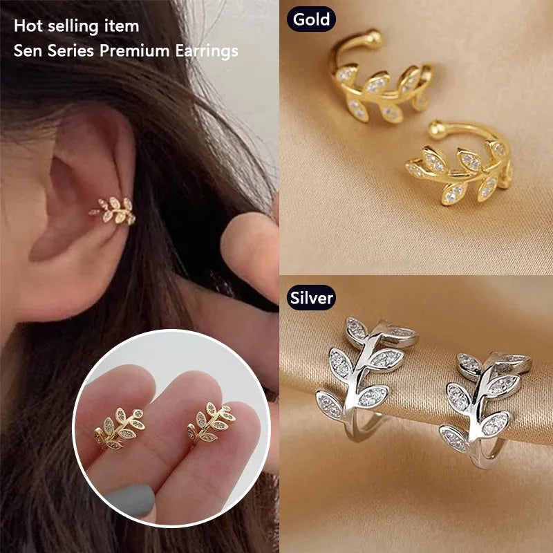 EVISPOL 1Pc Hot Sale Cute Metal Leaf Earcuff Clips On Earring for Women Fake Piercing Cartilage Earrings Ear Ring Without Hole Pi-Mart