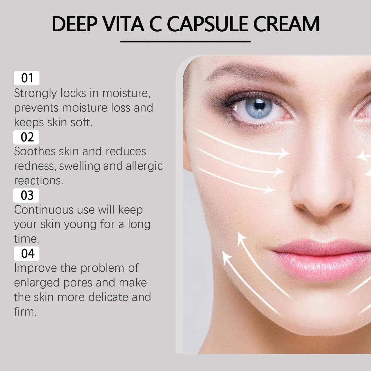 Vitamin C Capsules Facial Moisturizing Cream Melanin Removal Rejuvenate Skin Lightening Wrinkles Remover Brightening Face Cream Pi-Mart