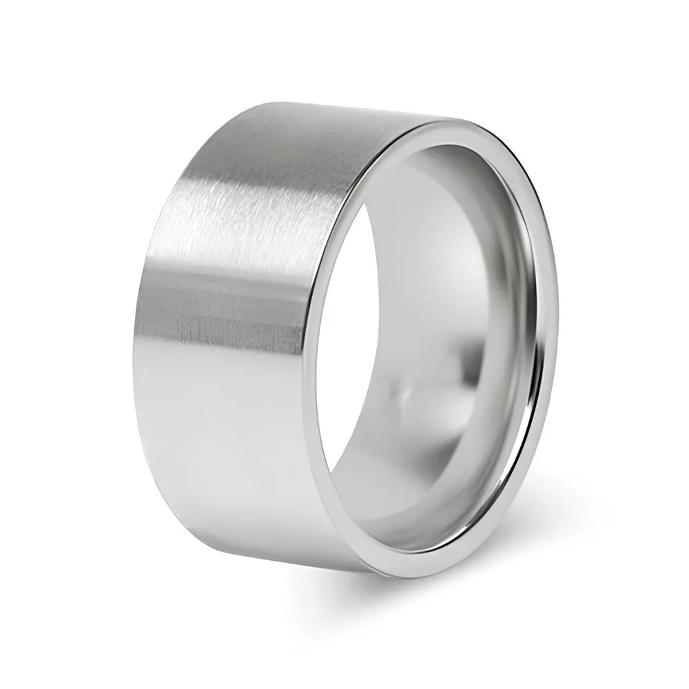 Men's Titanium Steel Bold Matte Ring Punk Syle 8mm Wedding Band Ring for Women Minimalist Gothic Jewelry Best Friend Gift Pi-Mart