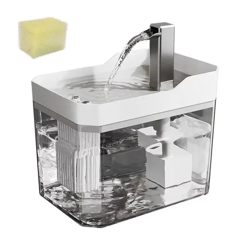 Clear Pet Water Fountain for Cats with Circulating Pump, Self-Cleaning Filter, and Overheat Safety Pi-Mart