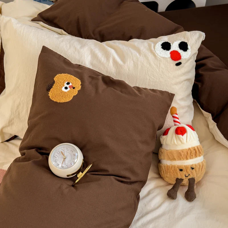 Brown Stripe Bedding Comforter Set Pillowcase bed sheet Single Full Size Bed Linen Duvet Cover Set Queen/King Double Single Bed LadyShow.Store