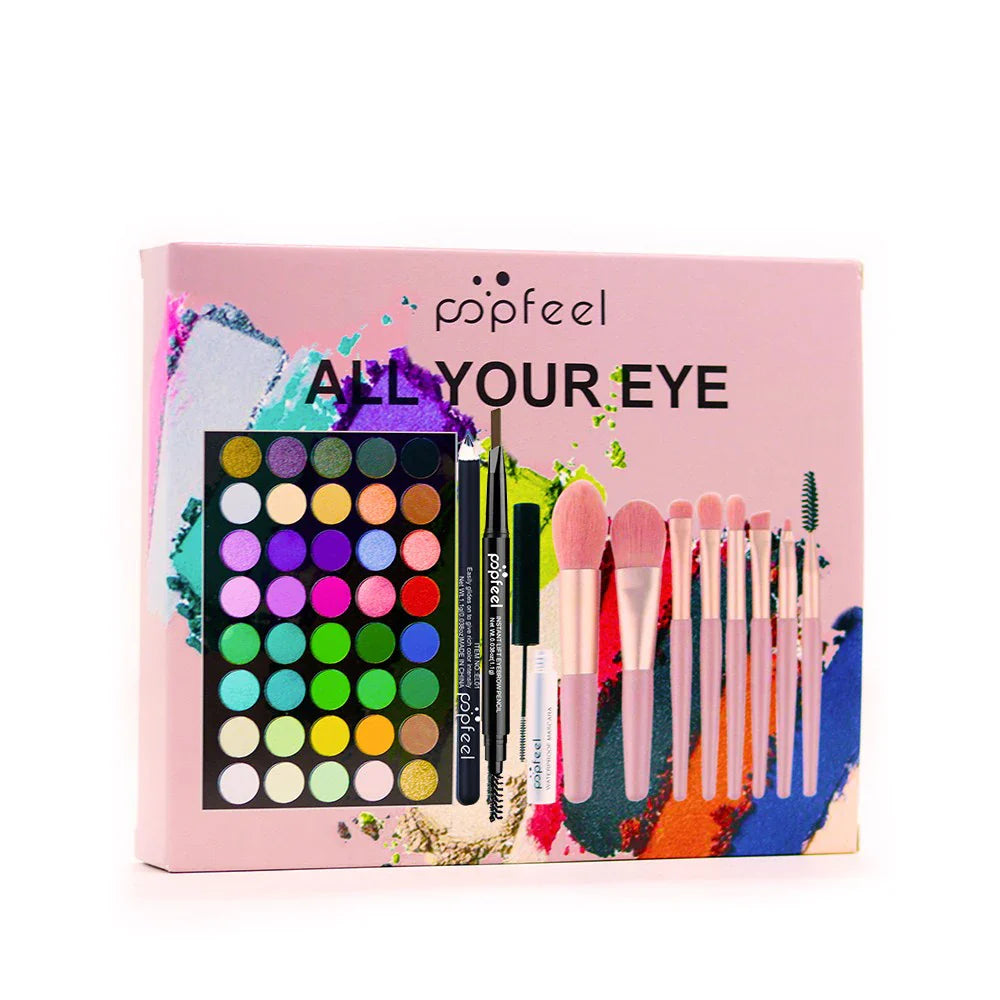 POPFEEL Eye Makeup Set 40 Color Eyeshadow Palette Eyebrow Pencil Eyeliner Pen Mascara With A Set Of Makeup Brushes Eye Cosmetics Tri Light Beauty