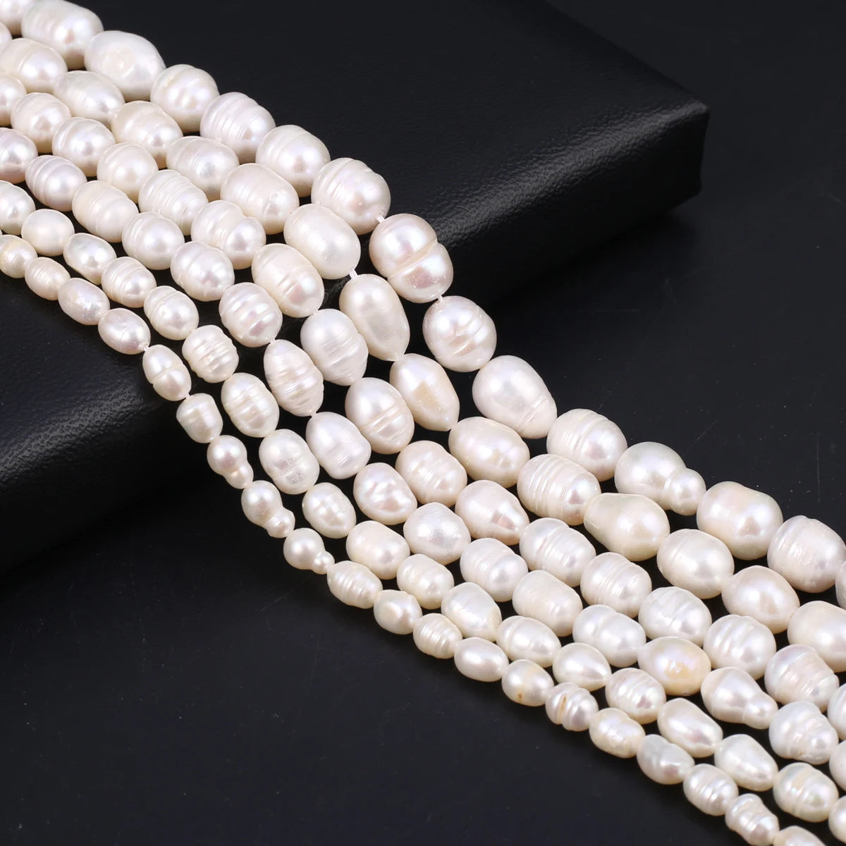 A Natural Freshwater Pearl Bead Rice Shape Christmas Gift Ladies White Jewelry Making DIY Fashion Bracelet Necklace Accessories Pi-Mart
