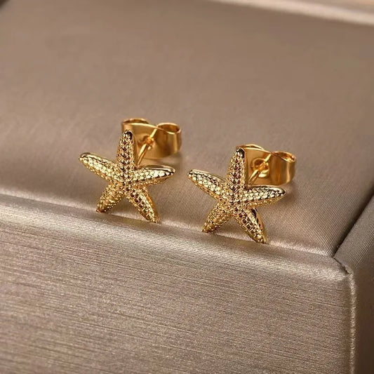 Vintage Star Shaped Earrings, Simple Star Shell Earrings, Ocean Party Jewelry Gift, New 2024 Collection Pi-Mart