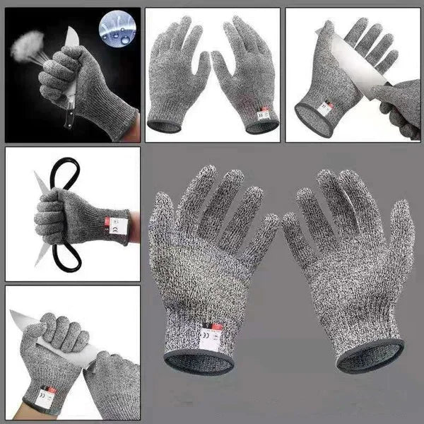 Level 5 HPPE Anti-Cut Gloves Kitchen Gardening Anti-Cut Knitted Gloves Anti-Thorn Wear-Resistant Glass Building Cutting Gloves Pi-Mart