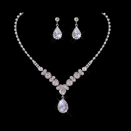 Women's Necklace Earrings Set Zircon Dangle Earrings Set Exquisite Wedding Party Jewelry Set for Anniversary Mother's Day Gift Pi-Mart
