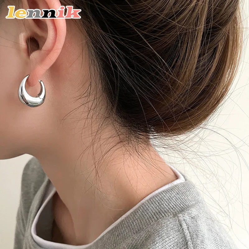 LENNIKOval Elegant Earrings, Women’s 3D Metal Design, Fit for Work/Casual Outfits, Flattering on All Faces, Perfect Gift Choice Pi-Mart