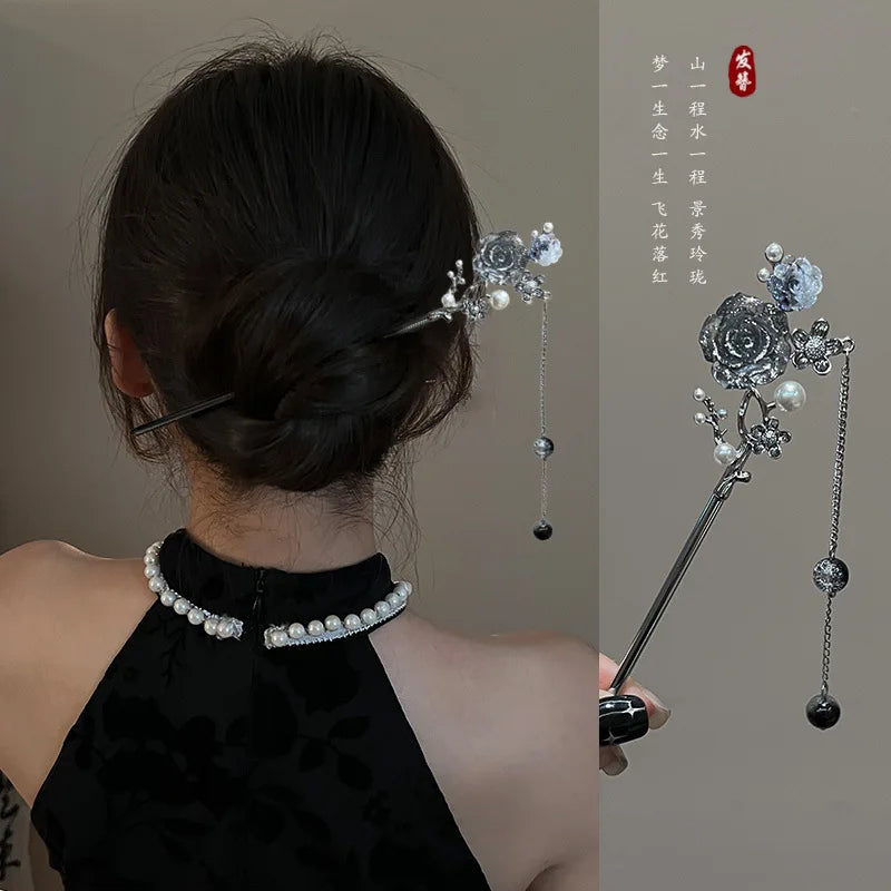 Ancient Chinese Style Elegant Butterfly Tassel Hair Stick for Women Girls Classical Hairpin Chinese Hair Accessories Jewelry Pi-Mart