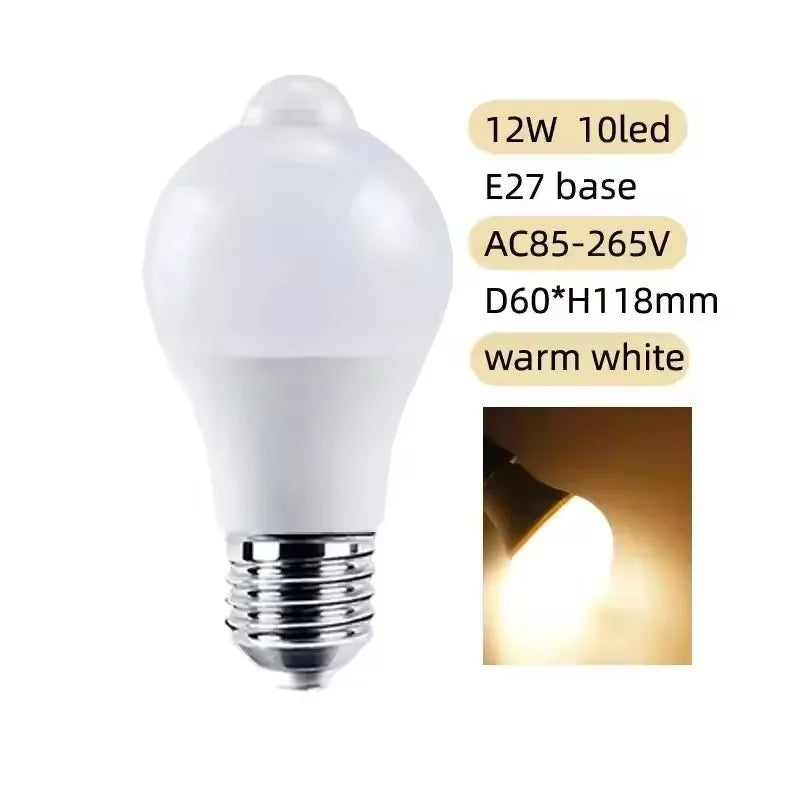 PIR Motion Sensor LED Light Bulb 220V 110V 12W 18W Smart Bulb Motion Activated ON/OFF Home Lights Lamp with Motion Sensor Pi-Mart