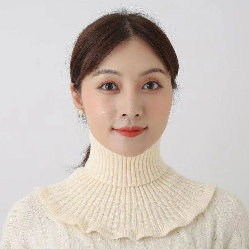 Warm Knitted Fake Collar Women Thicken Turtleneck Ruffles False Collars Detachable Neck Guard Winter Windproof Fake Collar Pi-Mart