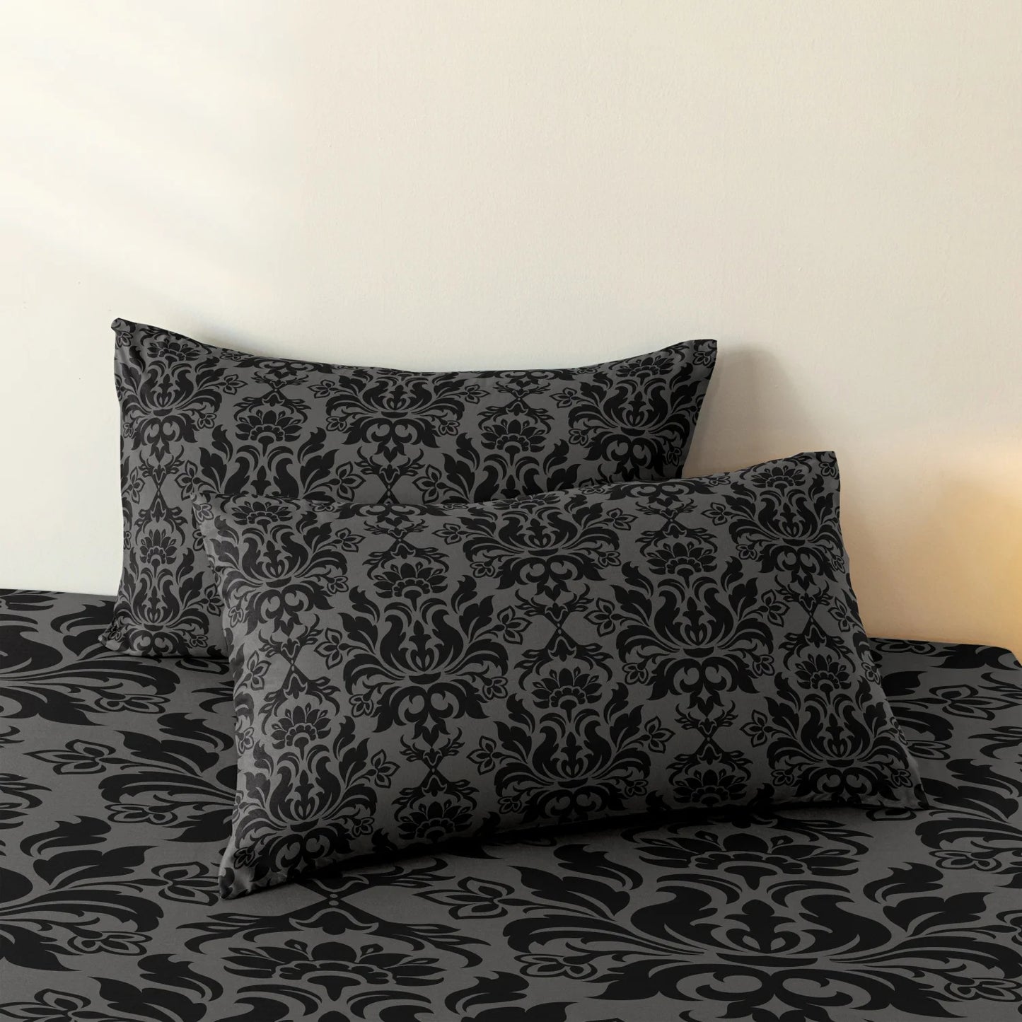 3Pcs Black Grey Textured Print Duvet Cover Bedding Set Included 1 Duvet Cover & 2 Pillowcases For Bedroom Guest Room Dorm Decor Pi-Mart