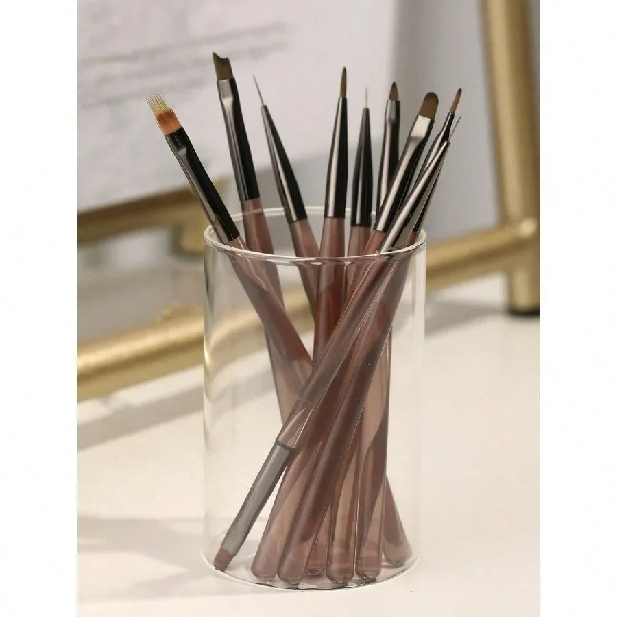 Acrylic Nail Brush Set Acrylic Powder Brush PolyExtension Gel Brush Nail Polish Carving Pen ForWomen Home Solon Diy Nail Art Brushes NailPen,Pinceau Ongle Gel Tri Light Beauty