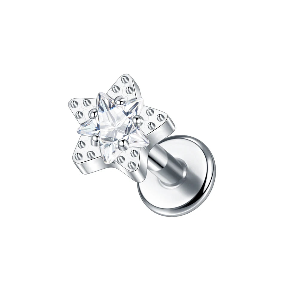 1Pc G23 Titanium Cartilage Stud Earrings for Women Lip Stud Labret Piercing Helix Daith Piercing Body Jewelry Pi-Mart