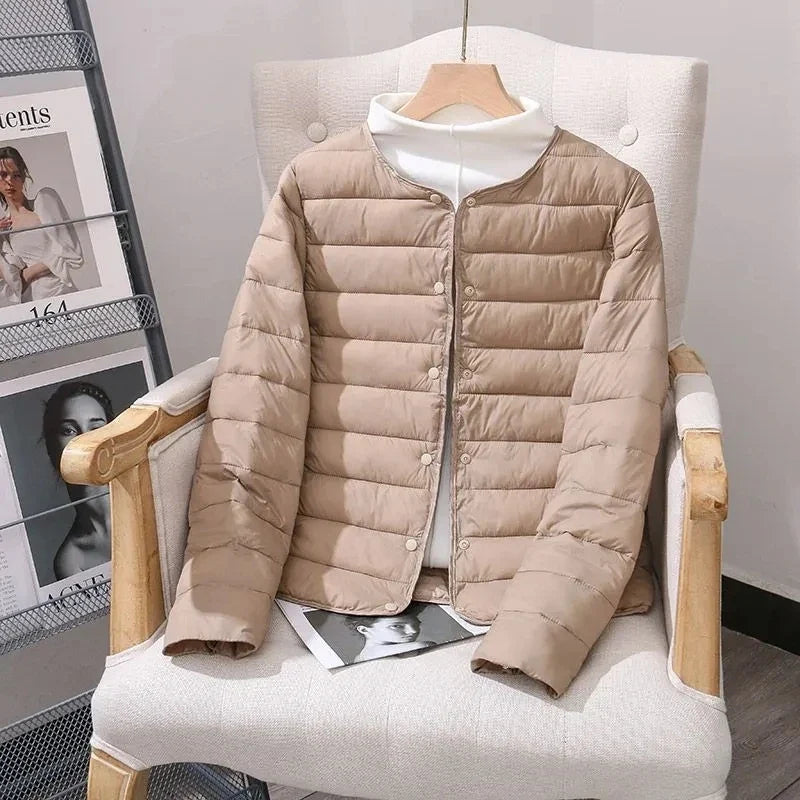 Women White Duck Down Slim Jackets 2025 New Arrivals Autumn Winter Warm Female Fashion Ultra Lightweight Packable Puffer Coats LadyShow.Store