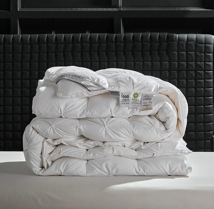 Luxury 100% White Goose down Comforter Winter Warm Duvet Extra Large Double Single Lightweight 3D Bread Design Pleated Edge Pi-Mart