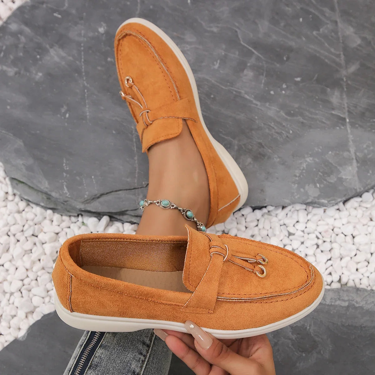 Comfortable Spring and Autumn New Large Size Soft Sole Women's Shoes British Style Fashion Flat Shoes Comfortable Casual Shoes Pi-Mart