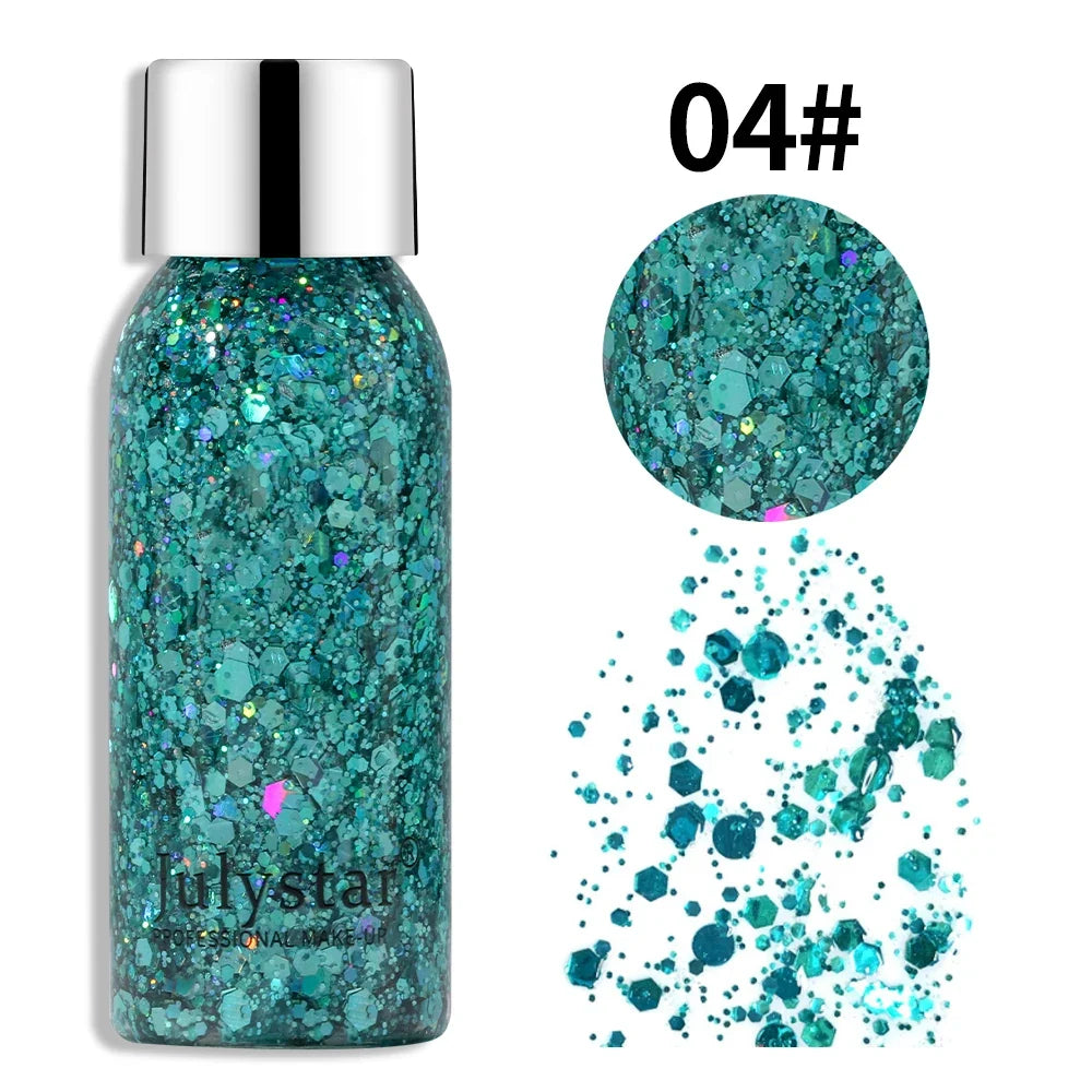 Glitter Eye Shadow Liquid Face Body Sequins Gel Long-Lasting Liquid Face Shimmer Multicolor For Party Music Festival Makeup 30ML Tri Light Beauty
