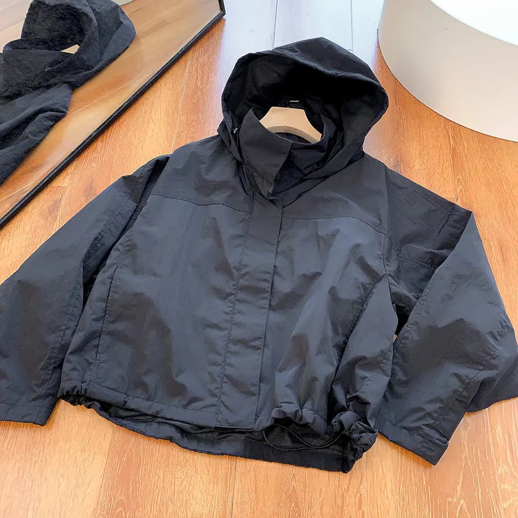 Mumaroho 2026 Autumn Winter Women Windbreaker Jacket Windproof Solid Long Sleeve Outdoor Sport Hooded Thin Coat Jacket For Women Pi-Mart