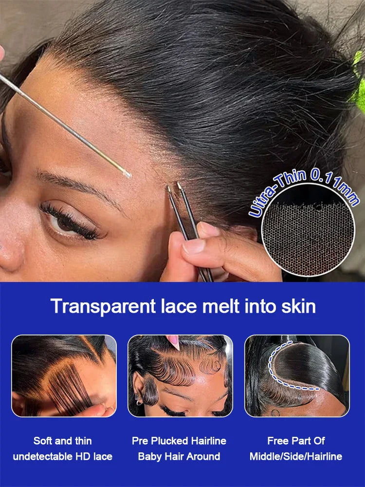Brazilian 40 Inch Real 250 Density Glueless Hd Lace Frontal Human Hair Wigs Bone Straight 13x4 13x6 Hd Lace Front Wig For Women LadyShow.Store