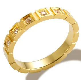 Personality Round Beads Ring Band Small Clear Crystal Zircon Waterproof Stainless Steel Rings Simple Granular Fine Jewelry Pi-Mart