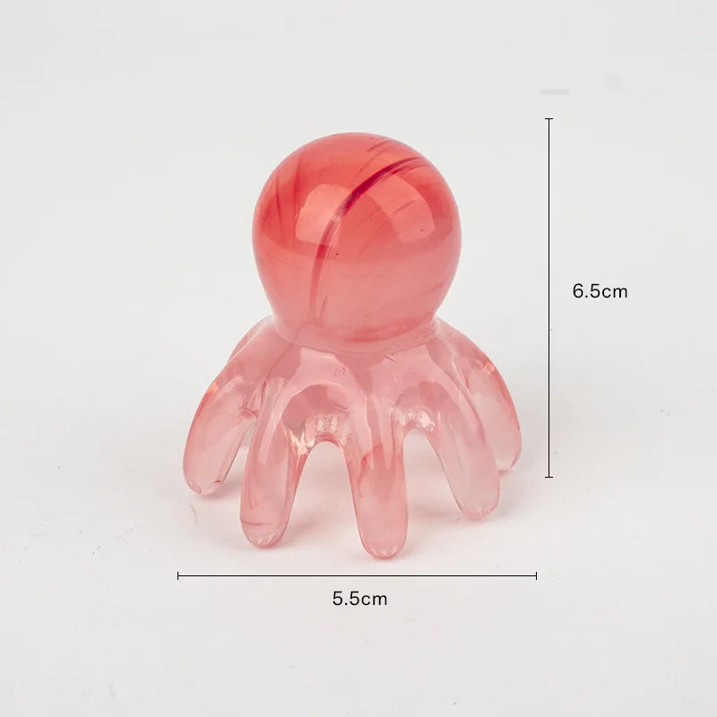 Octopus Head Massager Comb Head Meridian Manual Acupressure Tool Portable SPA Gua Sha Massage Comb Tri Light Beauty