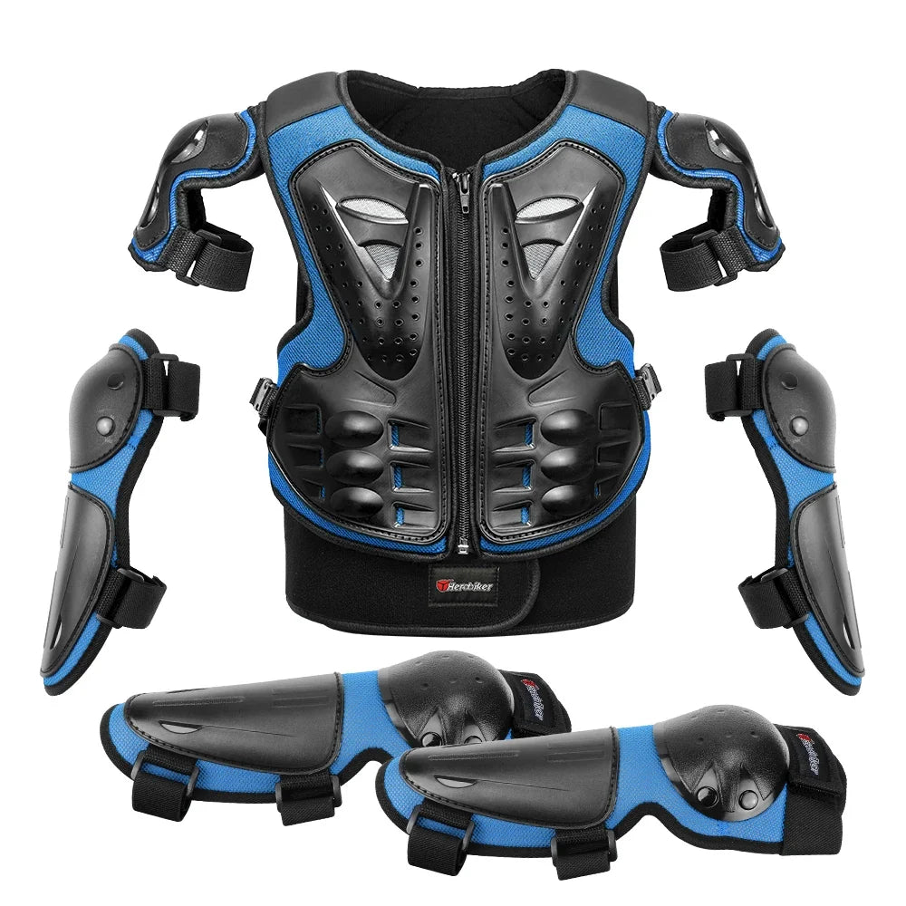 Kid's Motorcycle Armor Vest Protection Motocross Body Armor Jacket Protective Armors Riding Kneepads Moto Full Armor Children LadyShow.Store