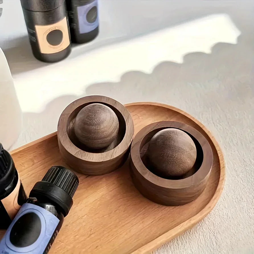 Car Wooden Essential Oil Diffusers-Spherical Design Natural Fragrance Dispersion Bedroom Decor Diffuser Car Home Room Fragrance Pi-Mart
