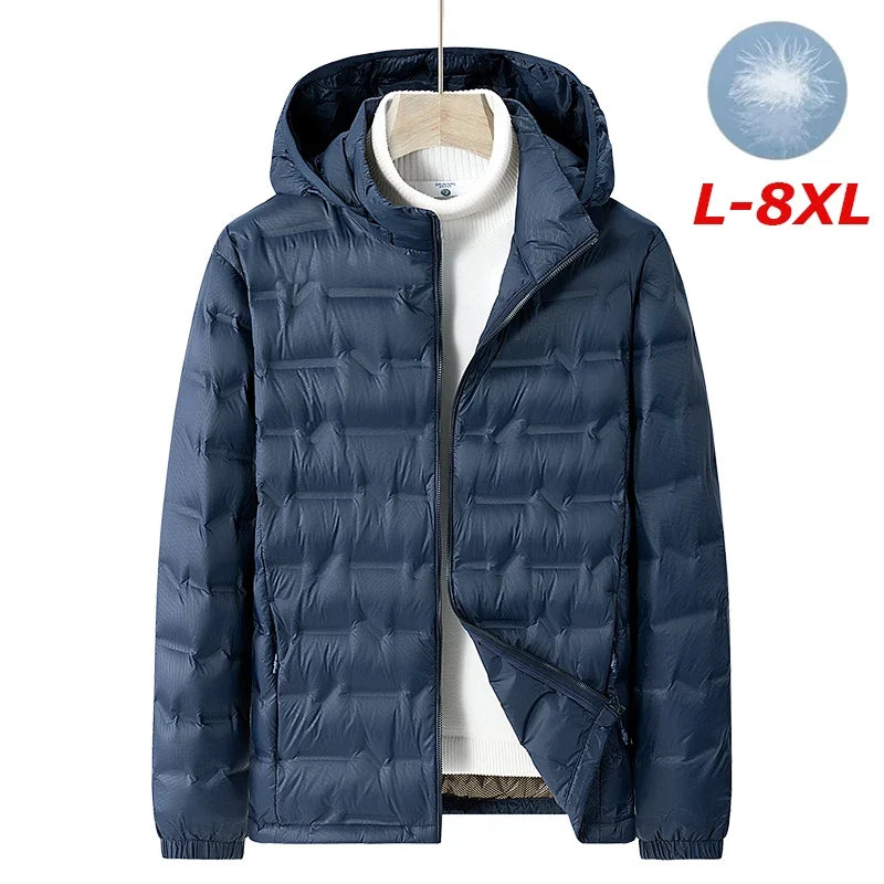 Men Winter New Down Jacket Men Hooded Waterproof Windproof Puffer Jacket Detachable Hat Coat Casual Lightweight Down Jacket Male LadyShow.Store