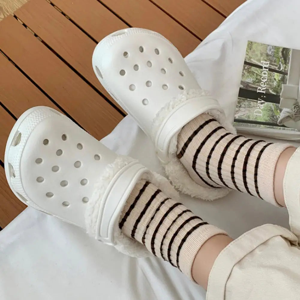 Autumn Winter Plush Liner Warm Hole Shoes With Detachable Thicken Soft Shoe Cover Fashion Versatile Slippers Lining Accessories Pi-Mart