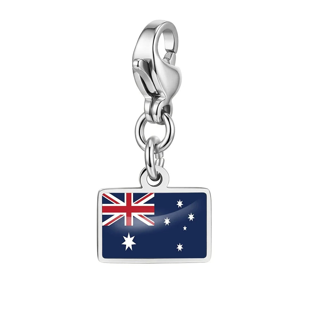 10mm Country Flag Charms Pendant Necklace Bracelet Keychain Bagchain Stainless Steel  Jewelry A Commemorative Gift For A Friend Pi-Mart