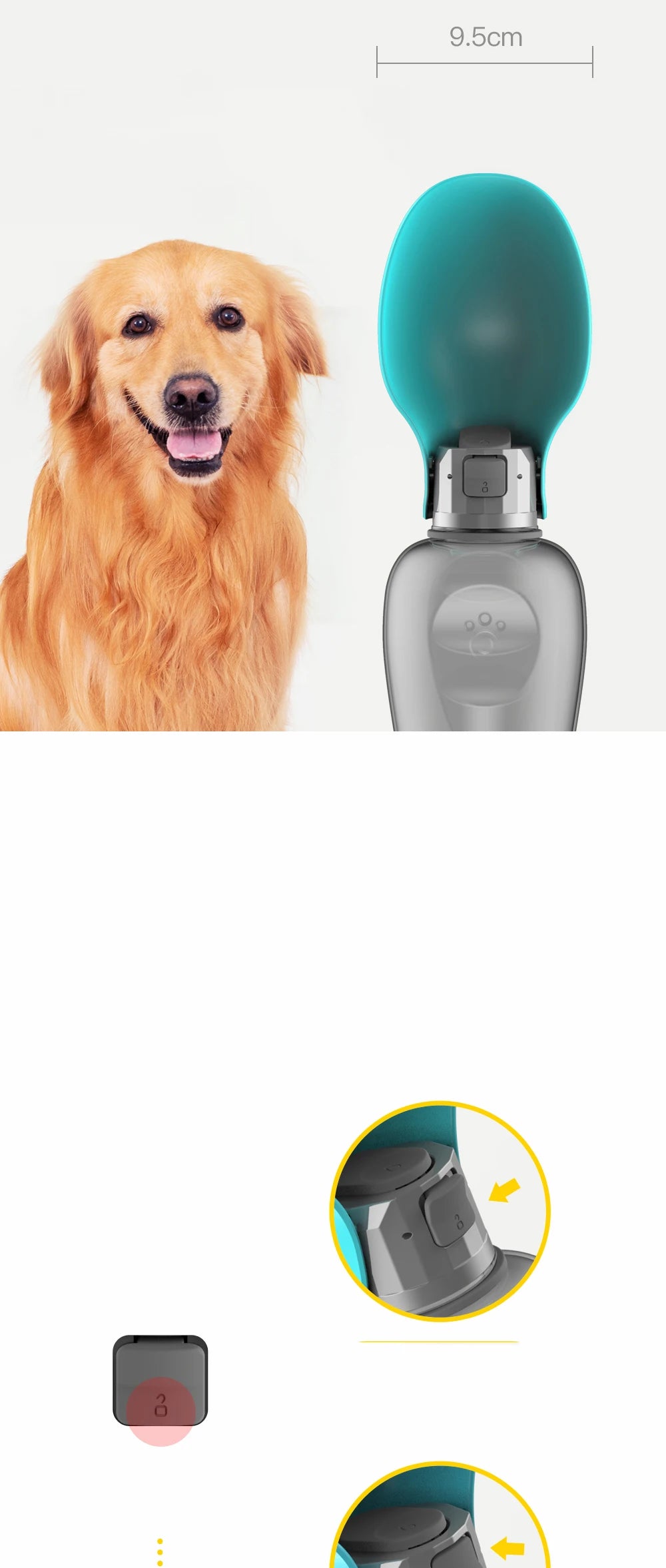 800ML Large Dog Water Bottle Dispenser For Small Big Dogs Portable Travel Pet Drinking Bowls Bulldog Labrador Feeder Supplies Pi-Mart