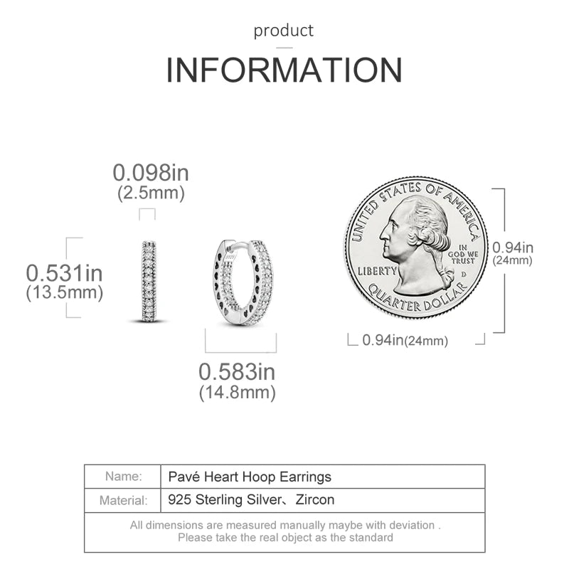 Genuine 925 Sterling Silver Love Feather Earrings Fit Original Charms Hoop For Women Girls Stud Earring Fine Jewelry Gifts Pi-Mart