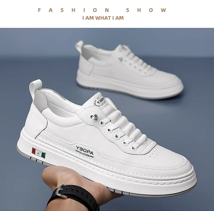 New Large Size 38-48 Leather Men's Sneakers Fashion Casual Men's Platform Sneakers Spring Autumn Designer Board Shoes Man Pi-Mart