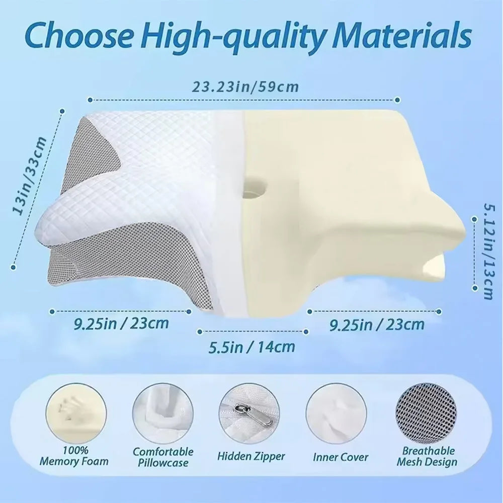 Sleep Memory Pillow Butterfly Memory Foam Neck Pillows Contoured Sleep For Neck Pain Relief Stomach Support Comfortable Pillow Pi-Mart