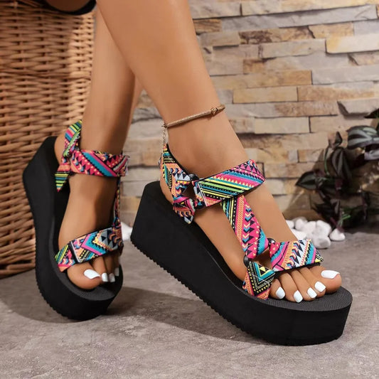 Ladies new summer thick soled shoes Women comfort cloth Sandals Beach Set Foot Sandals exposed toe Light Casual Slippers Zapatos LadyShow.Store