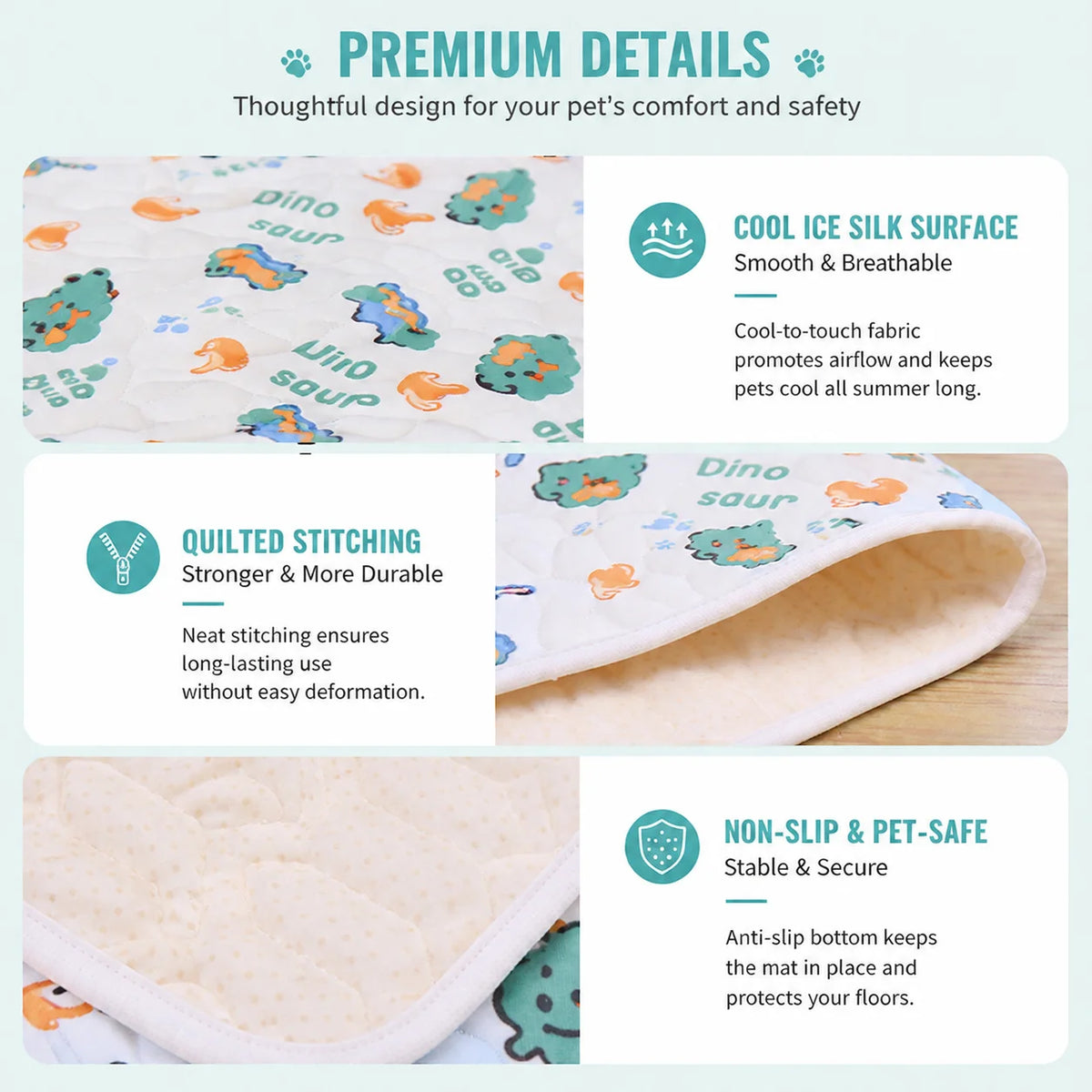 Pet Cooling Mat Ice Silk Latex Dog Cat Cooling Bed Summer Breathable Non-Slip Washable Pet Pad Cold Sleeping Beds Mats Supplies Pi-Mart